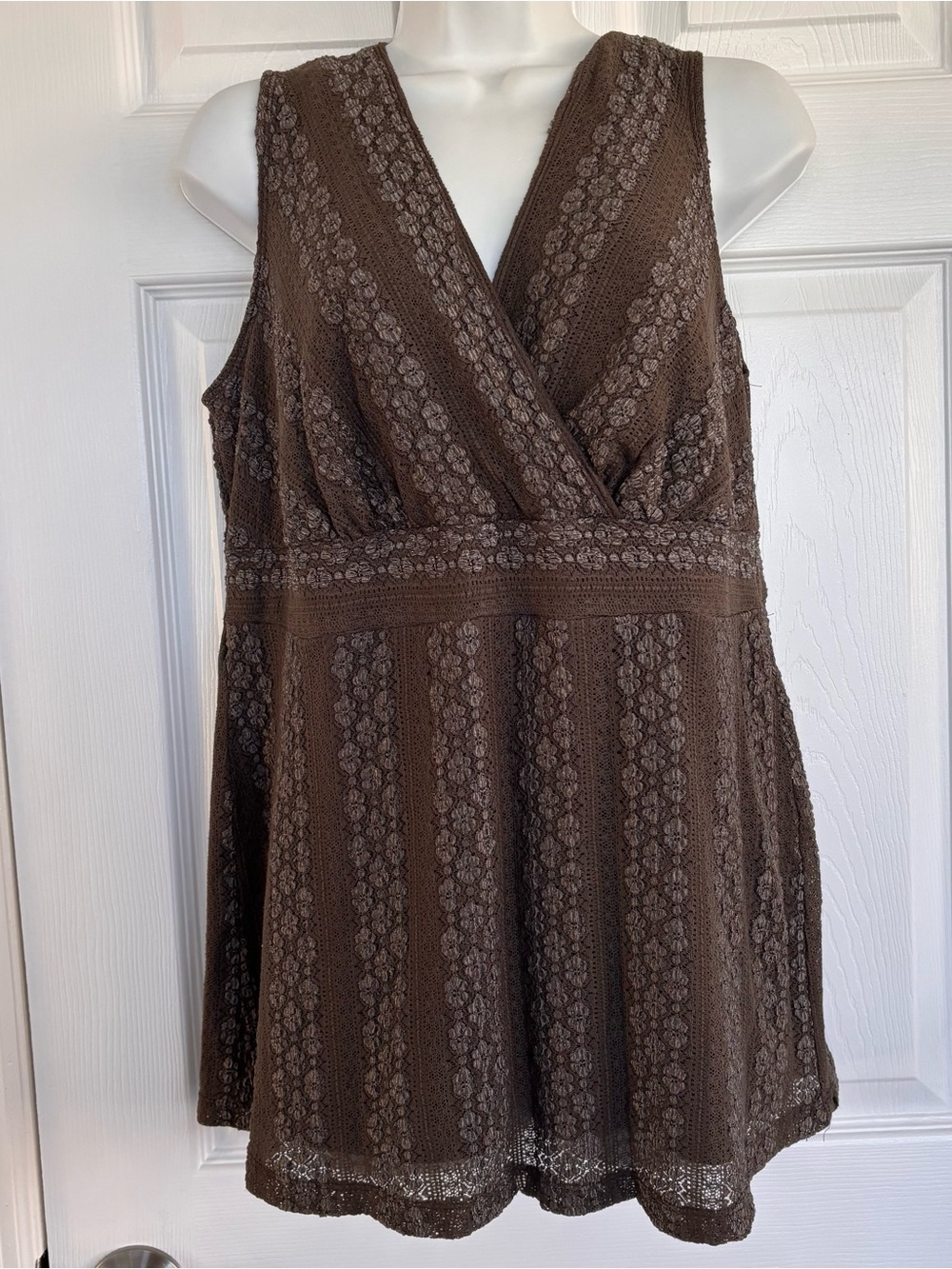 Lane Bryant Brown Lace Trim Overlay Tunic